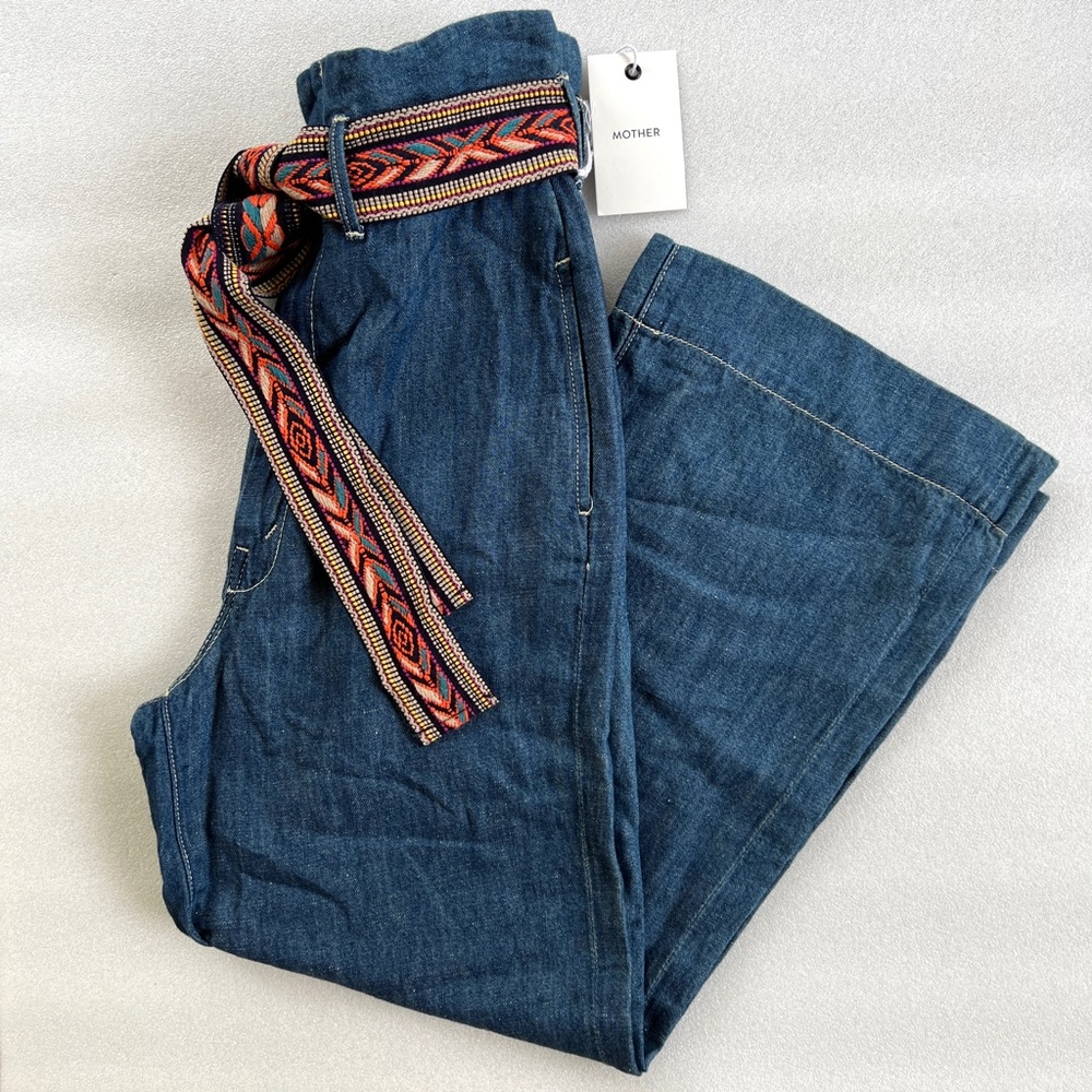 Mother The Cinch Greaser Paperboy Jeans with Embroidered Belt